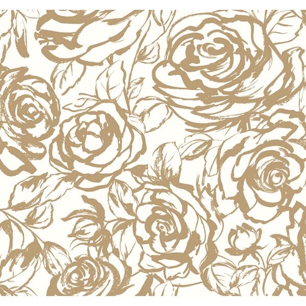a street prints Nelda Gold Rose Wallpaper