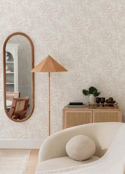 A Street Prints Nelda Light Pink Rose Wallpaper