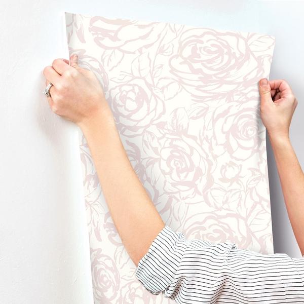 A Street Prints Nelda Light Pink Rose Wallpaper