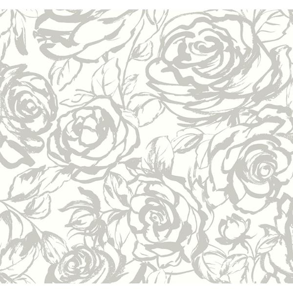 a street prints Nelda Silver Rose Wallpaper