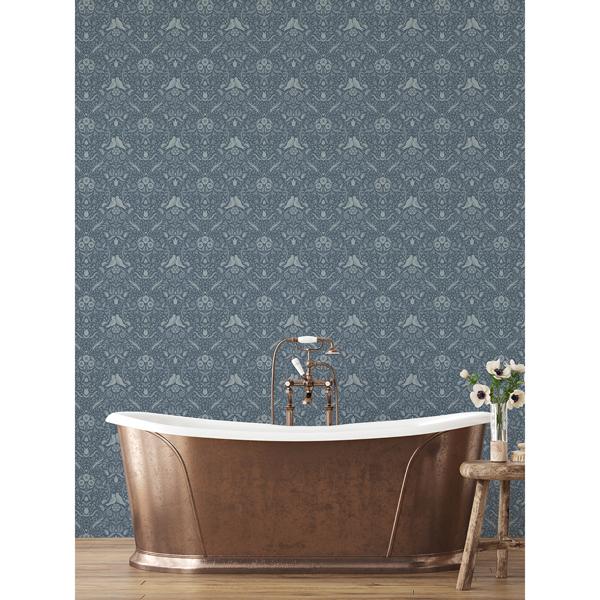 A Street Prints Niki Blue Country Kitsch Wallpaper