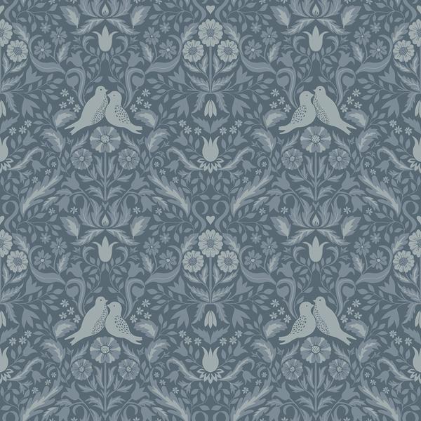 a street prints Niki Blue Country Kitsch Wallpaper