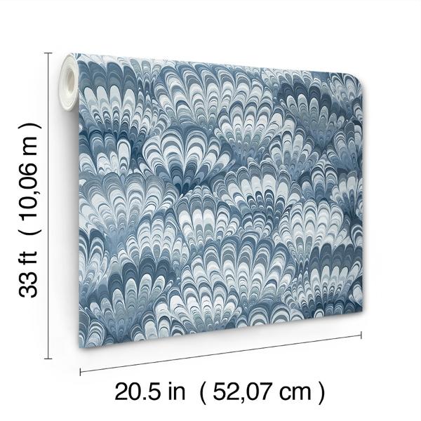 A Street Prints Octavia Blue Marbled Ink Wallpaper