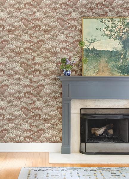 A Street Prints Octavia Ruby Marbled Ink Wallpaper