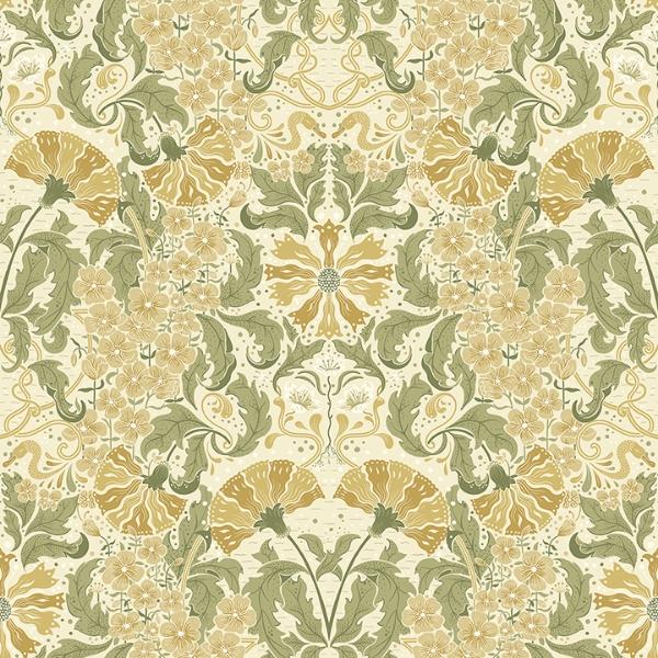 a street prints Ojvind Gold Floral Ogee Wallpaper