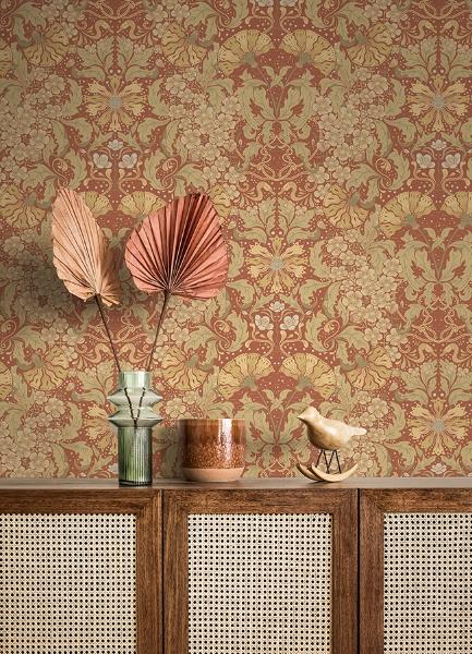 A Street Prints Ojvind Rust Floral Ogee Wallpaper