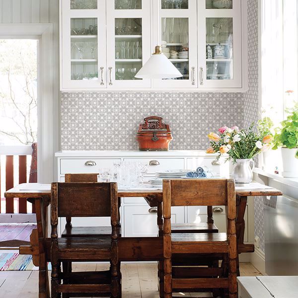 A Street Prints Orbit Dove Floral Wallpaper