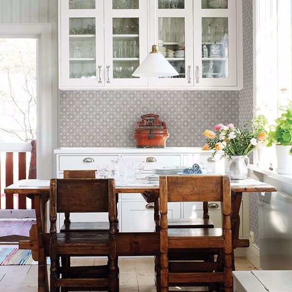 A Street Prints Orbit Grey Floral Wallpaper