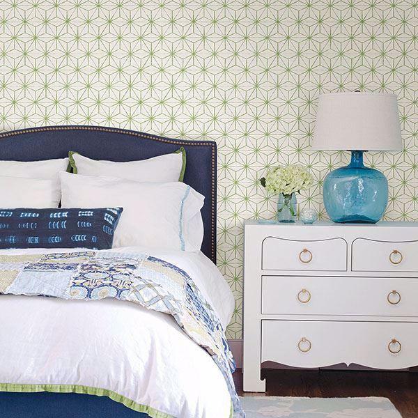 A Street Prints Orion Green Geometric Wallpaper