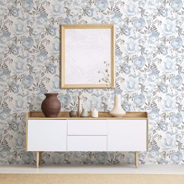 A Street Prints Orla Blue Floral Wallpaper