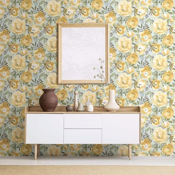 A Street Prints Orla Yellow Floral Wallpaper