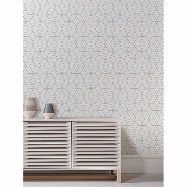 A Street Prints Osterlen Teal Trellis Wallpaper