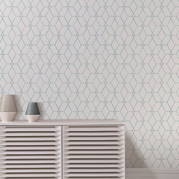 A Street Prints Osterlen Teal Trellis Wallpaper