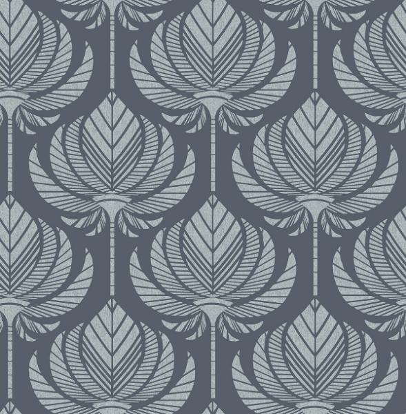 a street prints Palmier Navy Lotus Fan Wallpaper