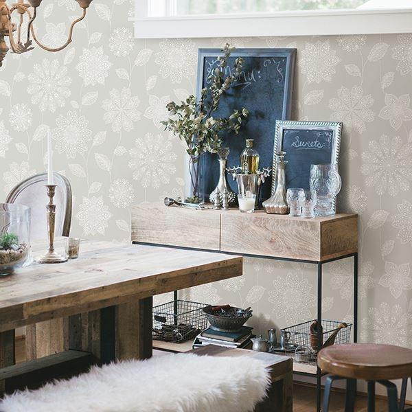 A Street Prints Panache Taupe Floral Wallpaper