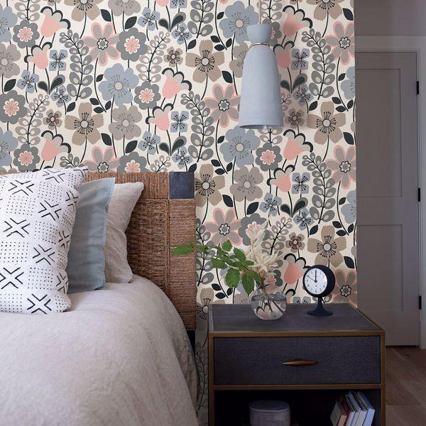 A Street Prints Piper Light Blue Floral Wallpaper