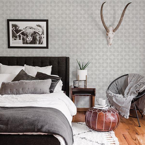 A Street Prints Polaris Silver Geometric Wallpaper