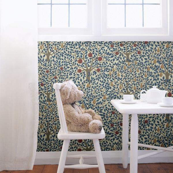 A Street Prints Pomona Blue Fruit Tree Wallpaper