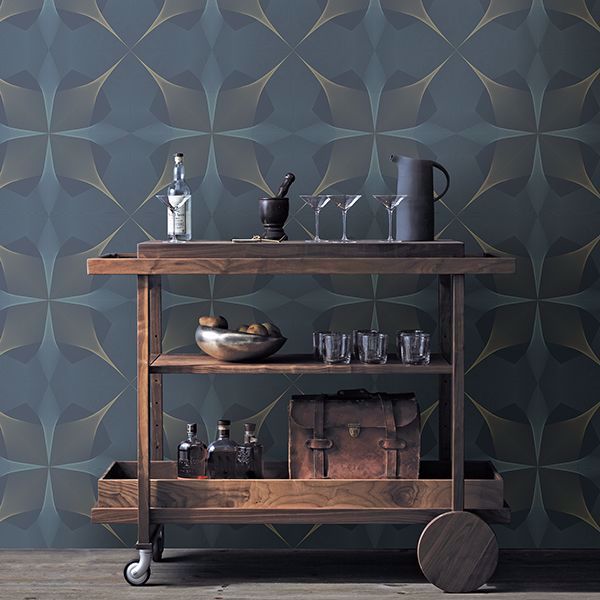 A Street Prints Radius Navy Geometric Wallpaper