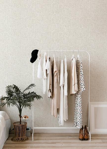 A Street Prints Ramble Taupe Geometric Wallpaper