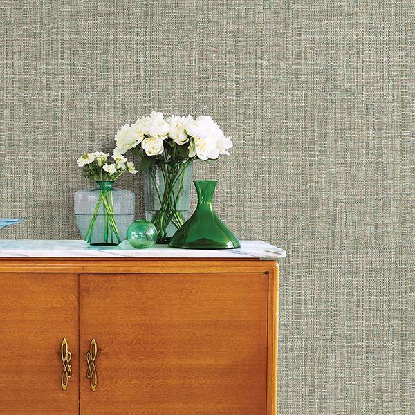 A Street Prints Rattan Green Woven Wallpaper
