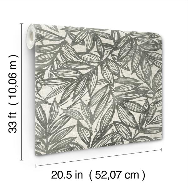 A Street Prints Rhythmic Charcoal Leaf Wallpaper