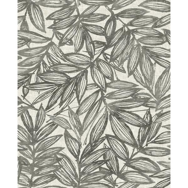 a street prints Rhythmic Charcoal Leaf Wallpaper