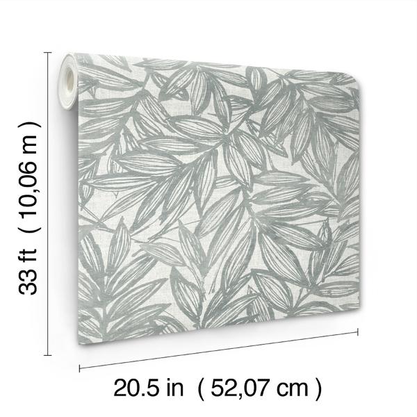A Street Prints Rhythmic Grey Leaf Wallpaper