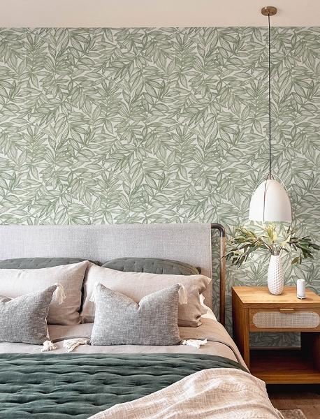 A Street Prints Rhythmic Sage Leaf Wallpaper