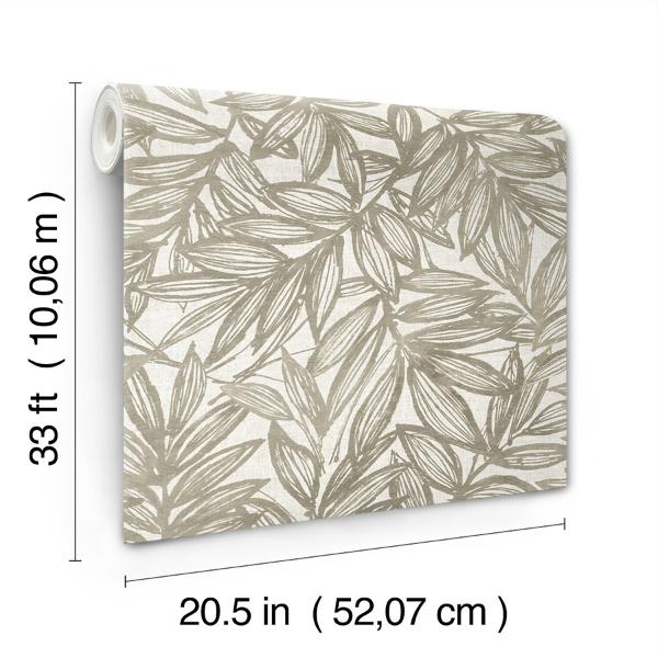 A Street Prints Rhythmic Taupe Leaf Wallpaper