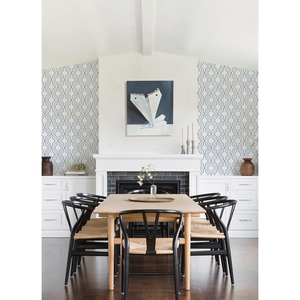 A Street Prints Rion Blue Trellis Wallpaper