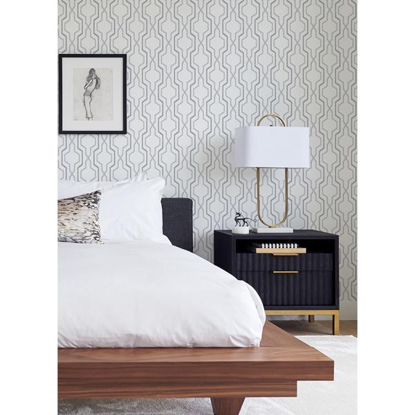 A Street Prints Rion Grey Trellis Wallpaper