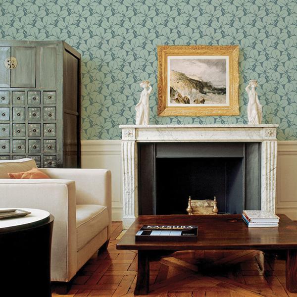 A Street Prints Robert Aqua Clover Wallpaper