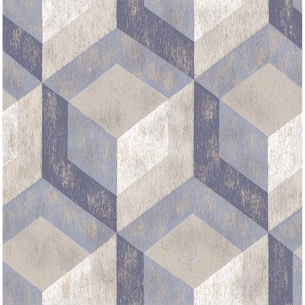 a street prints Rustic Wood Tile Blue Geometric