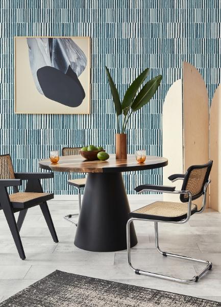 A Street Prints Sabah Teal Stripe Wallpaper