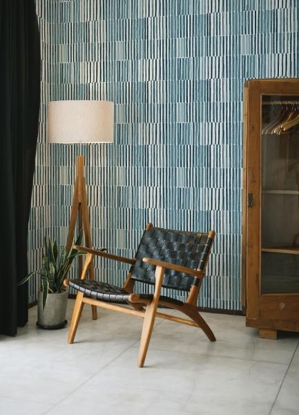 A Street Prints Sabah Teal Stripe Wallpaper