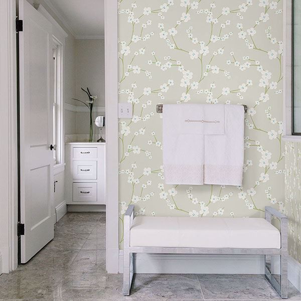 A Street Prints Sakura Light Grey Floral Wallpaper