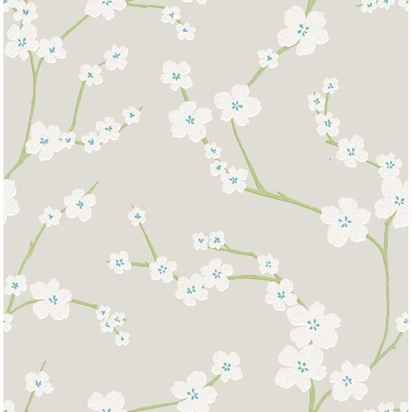a street prints Sakura Light Grey Floral Wallpaper