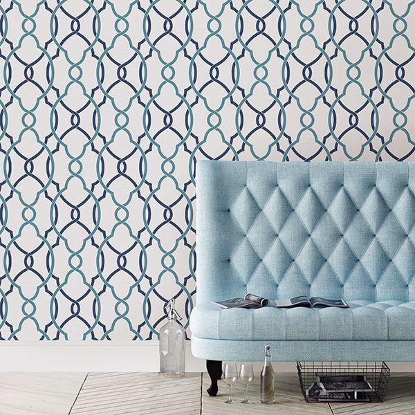 A Street Prints Sausalito Navy Lattice