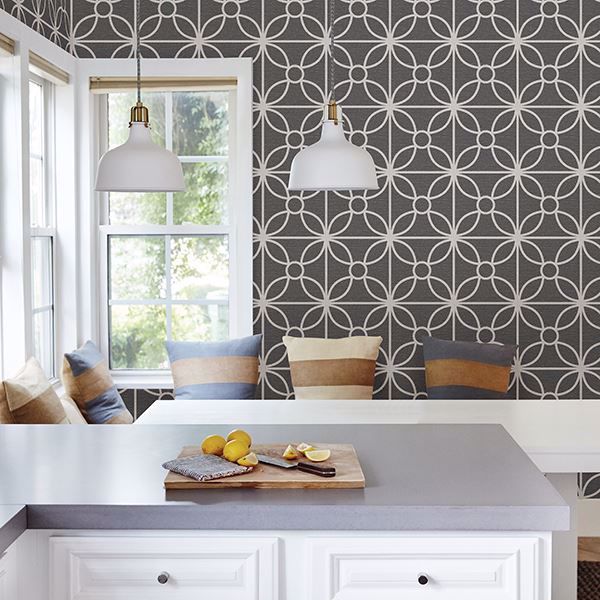 A Street Prints Savvy Black Geometric Wallpaper