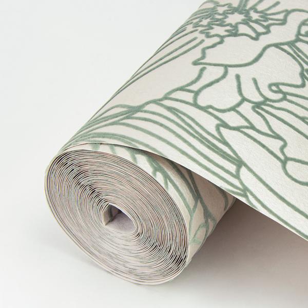 A Street Prints Selwyn Flock Sage Floral Wallpaper