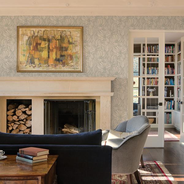 A Street Prints Selwyn Flock Sage Floral Wallpaper