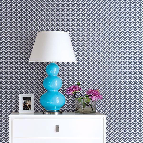 A Street Prints Sete Denim Greek Key Wallpaper