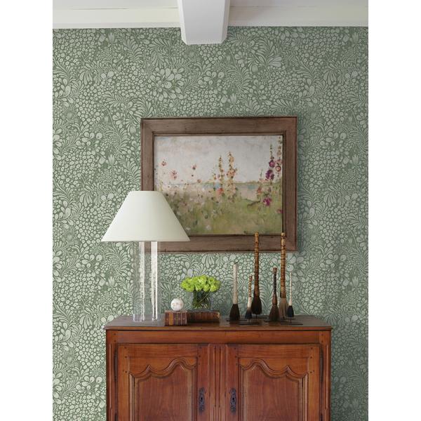 A Street Prints Siv Dark Green Botanical Wallpaper