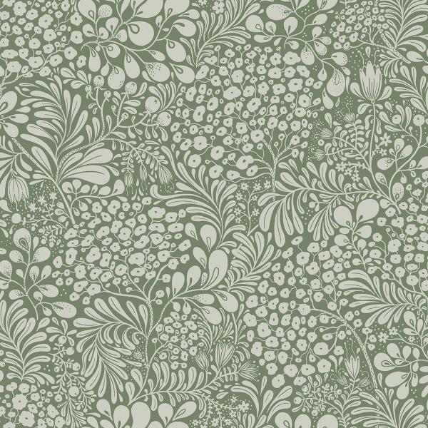 a street prints Siv Dark Green Botanical Wallpaper