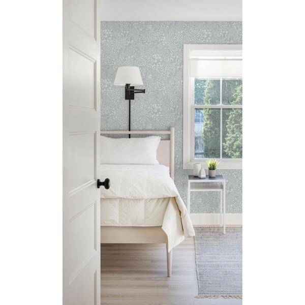 A Street Prints Siv Light Blue Botanical Wallpaper