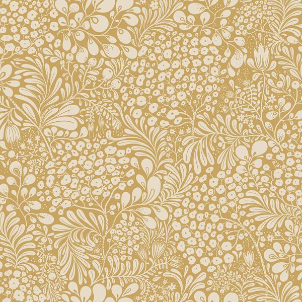 a street prints Siv Mustard Botanical Wallpaper