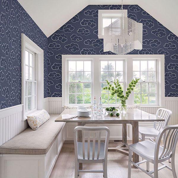 A Street Prints Skylark Navy Cloud Wallpaper