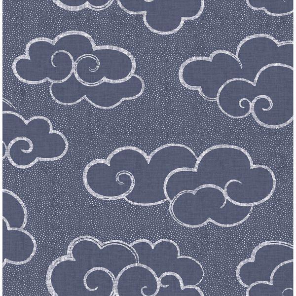 a street prints Skylark Navy Cloud Wallpaper