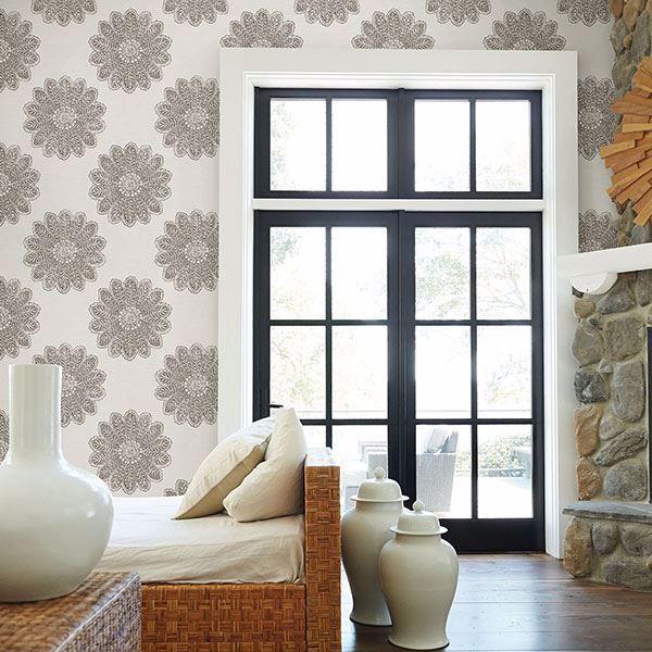 A Street Prints Sol Espresso Medallion Wallpaper